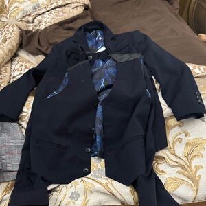 Navy Suit Jacket & Vest with Floral Lining